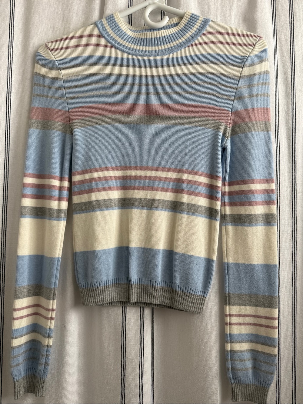 Forever 21 Pastel Striped Cowl Neck Sweater - Light Blue, Cream & Pink